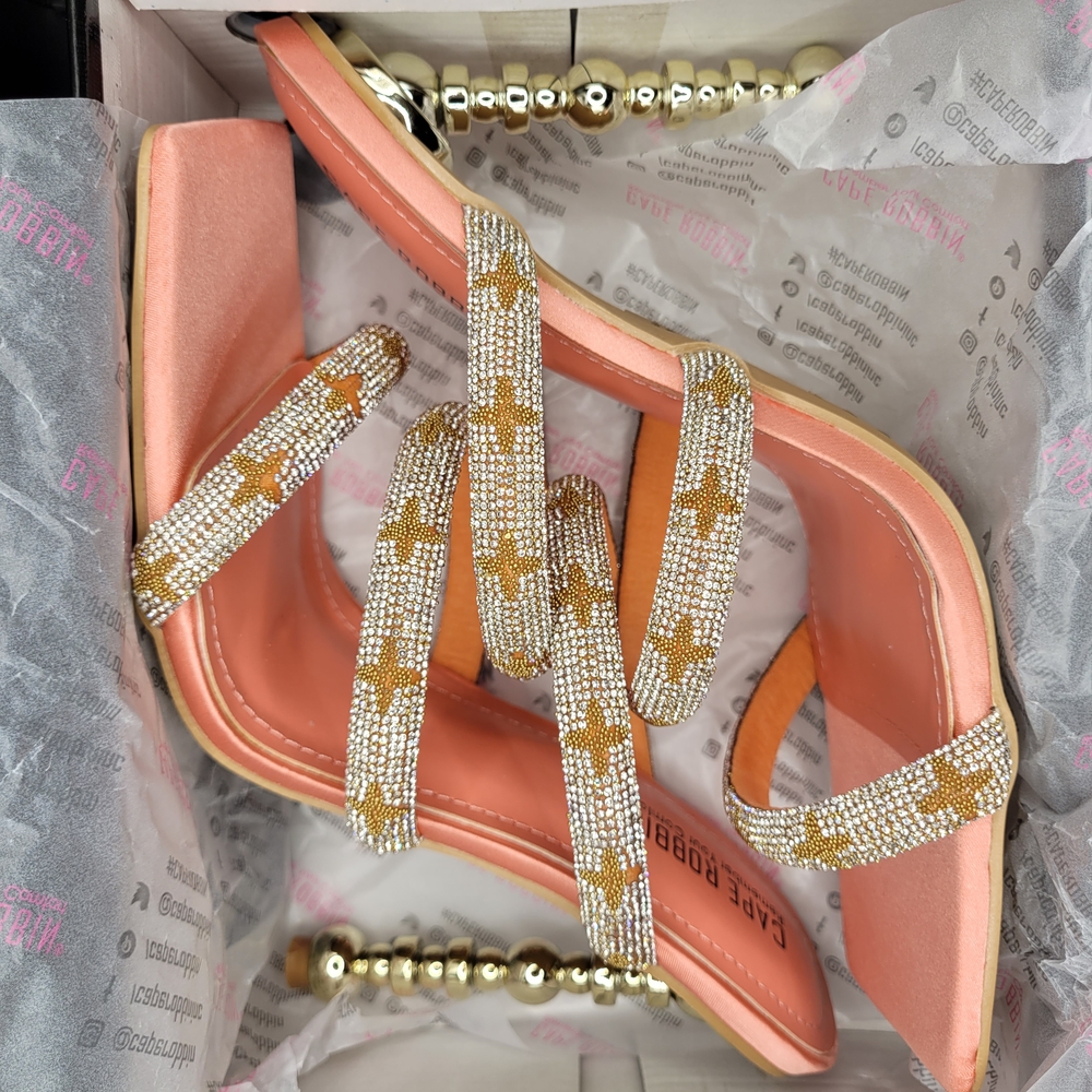Cape Robbin Women's Star Embellished Sandals Pink/Orange Size 9